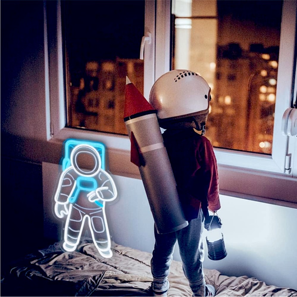Neon Glowing Astronaut Space Galaxy Star Astronomy LED Wall Decor Light Gift - Picture 4 of 6